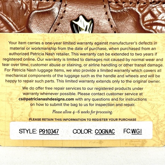 Patricia Nash Casella Embossed Leather Wallet In Cognac Brown - Picture 14 of 16